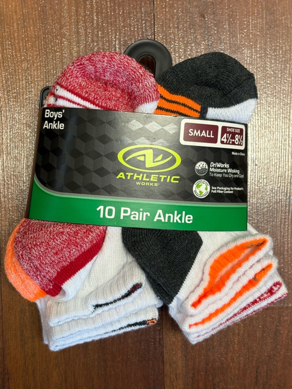 Athletic Works Boys' Ankle Socks - Red, Black, White, Orange